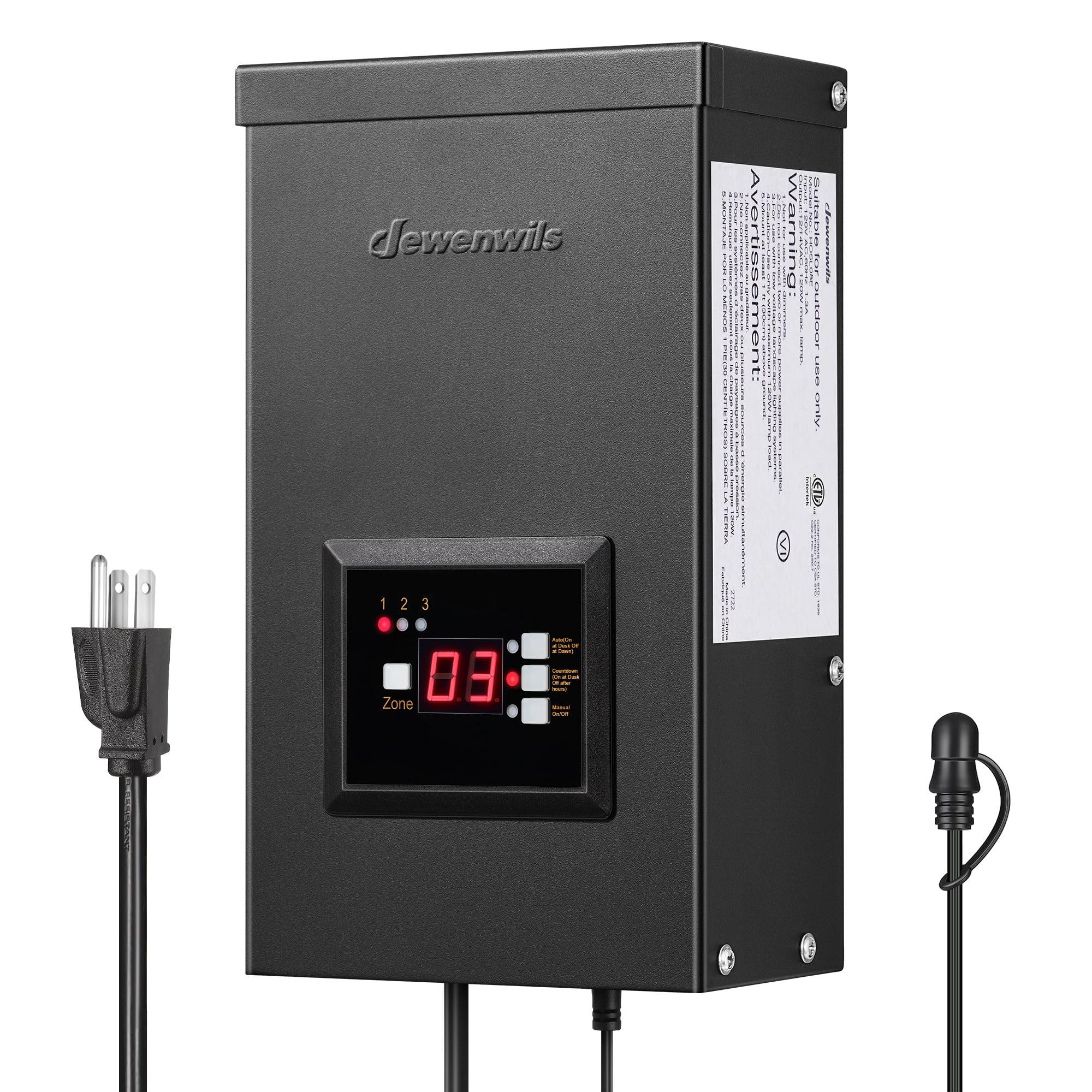 300W Black Metal Landscape Lighting Transformer with Timer and Photocell Sensor