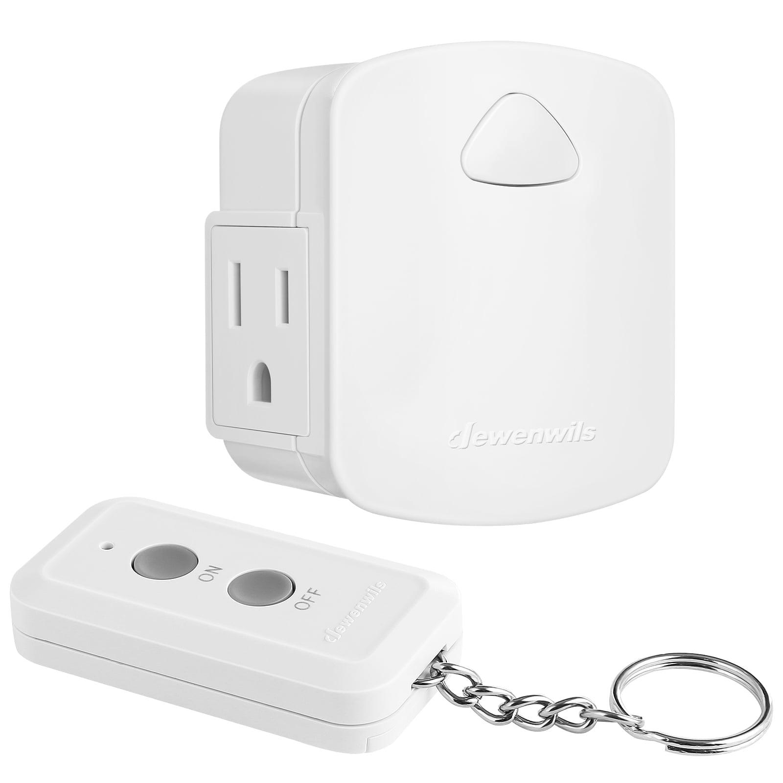 DEWENWILS Indoor Remote Control Outlet, Wireless Electrical Outlet Switch, 100 FT Range,  Compact Side Plug, ETL Listed, White