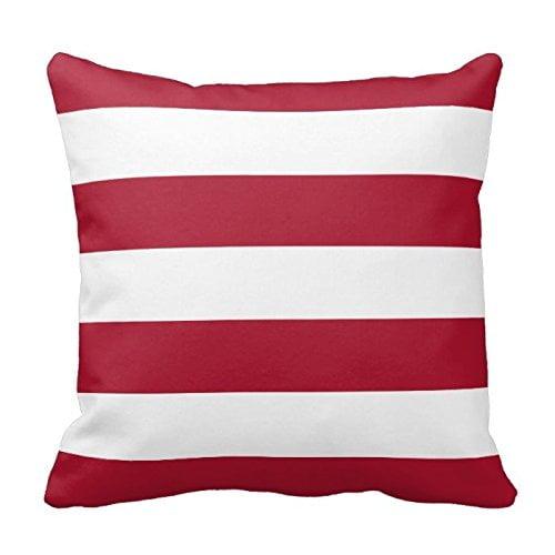 Red and White Striped Cotton 18" Throw Pillow Covers