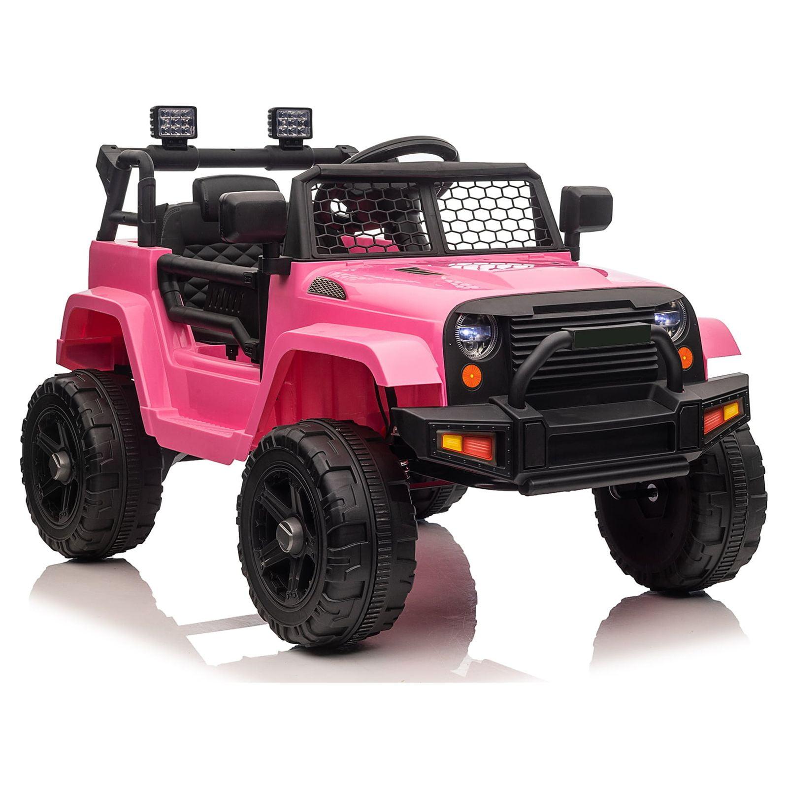 CIPACHO 12V Kids Ride On Truck Car Toy with Parent Remote Control, Spring Suspension, LED Lights, Pink