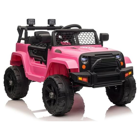CIPACHO 12V Kids Ride On Car Truck, Battery Powered Vehicle with Remote Control, LED Lights, MP3 Music, Toy Gift for Children, Pink