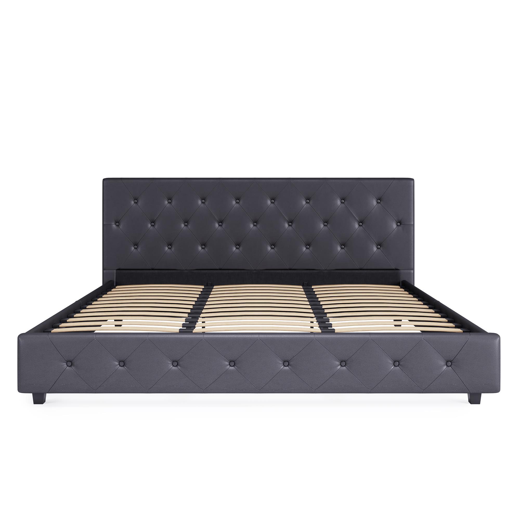 DHP Dakota Upholstered Platform Bed, King, Gray Faux Leather