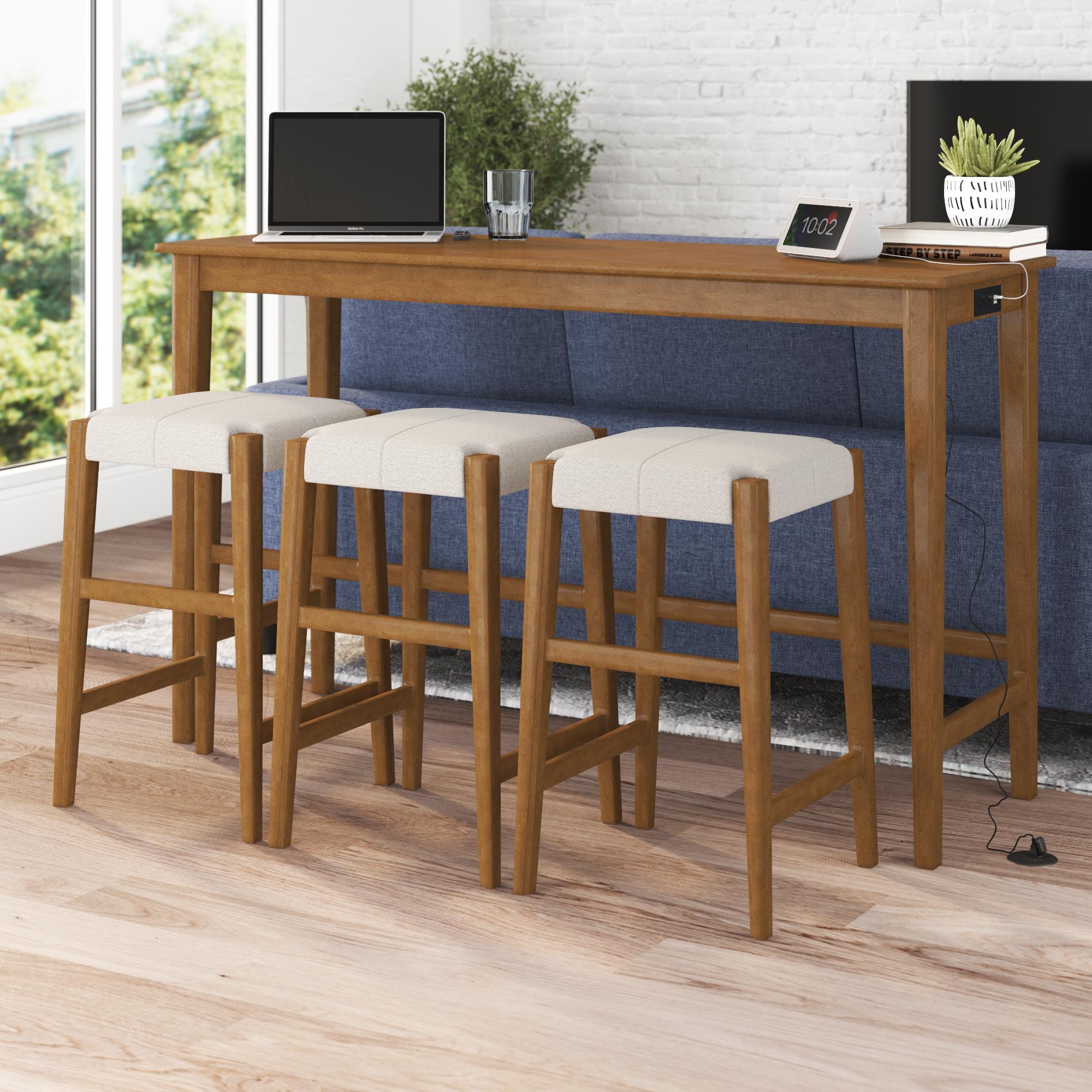 DHP Dallon Sofa Table with 3 Stools and USB Charger