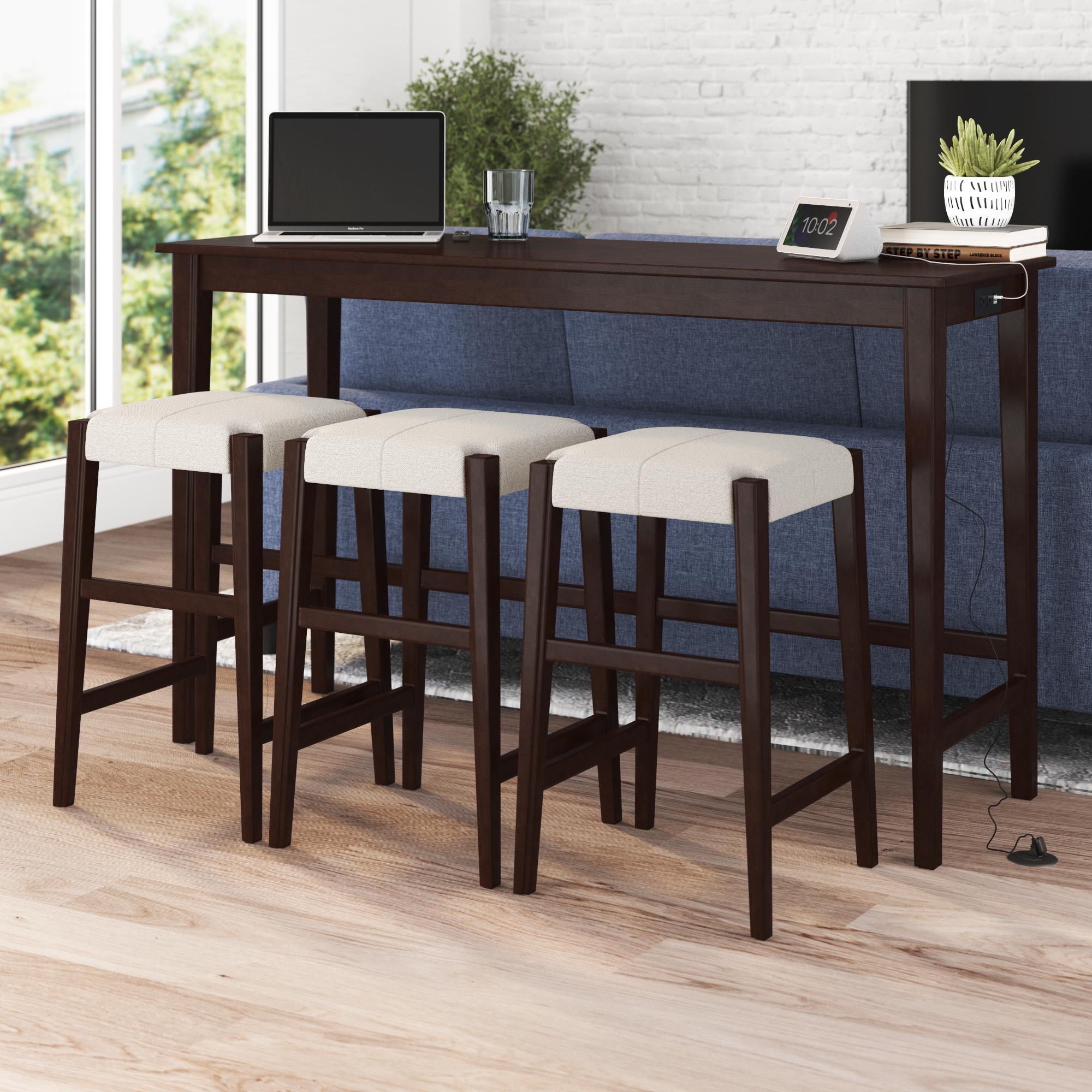 DHP Dallon Sofa Table with 3 Stools and USB Charger