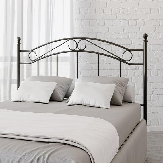 DHP Full/Queen Metal Headboard with Delicate Detailing, Black