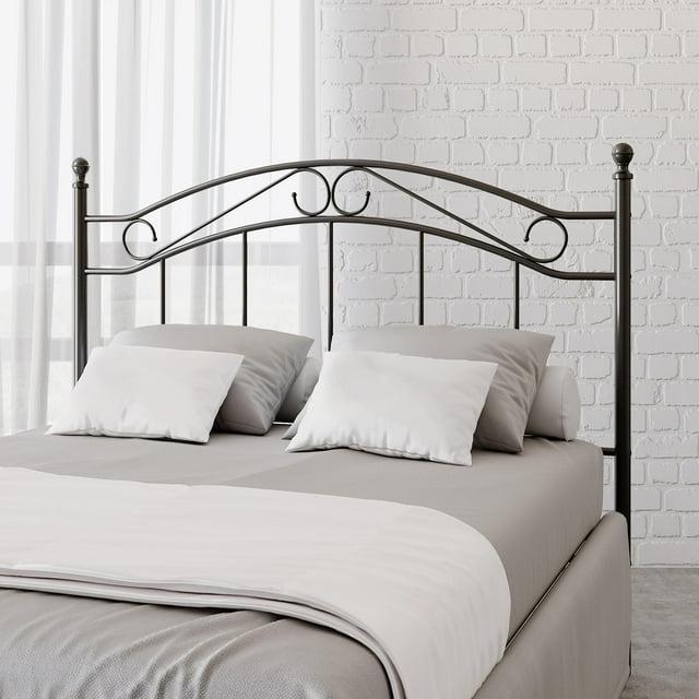 DHP Full/Queen Metal Headboard with Delicate Detailing, Black