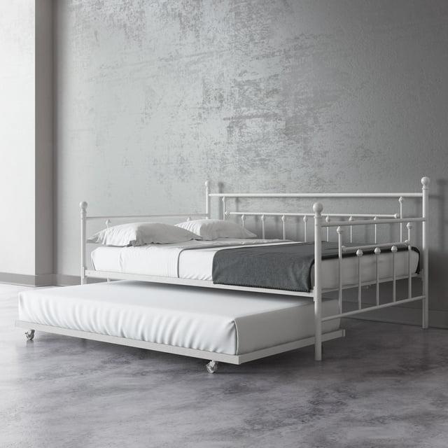 DHP Manila Metal Daybed and Trundle, Queen/Full Size, White