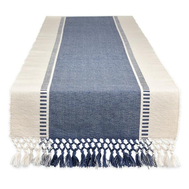 Design Imports  Ribbed Dobby Stripe Table Runner, French Blue, 13X72"