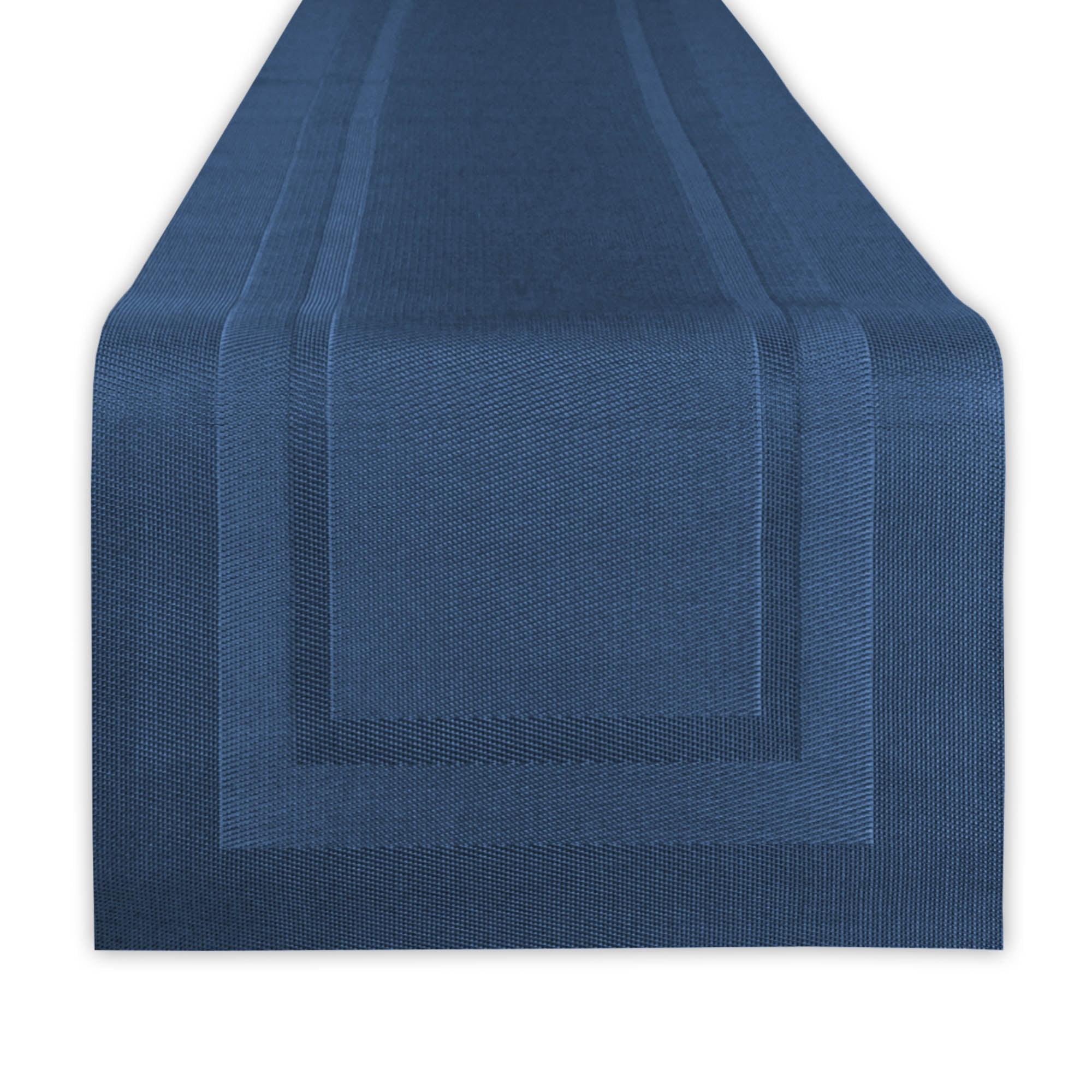 Nautical Blue Polyester Woven Table Runner 14x72