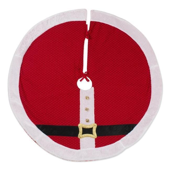 DII 42" Modern Fabric Santa's Holiday Decor Tree Skirt in Red/White