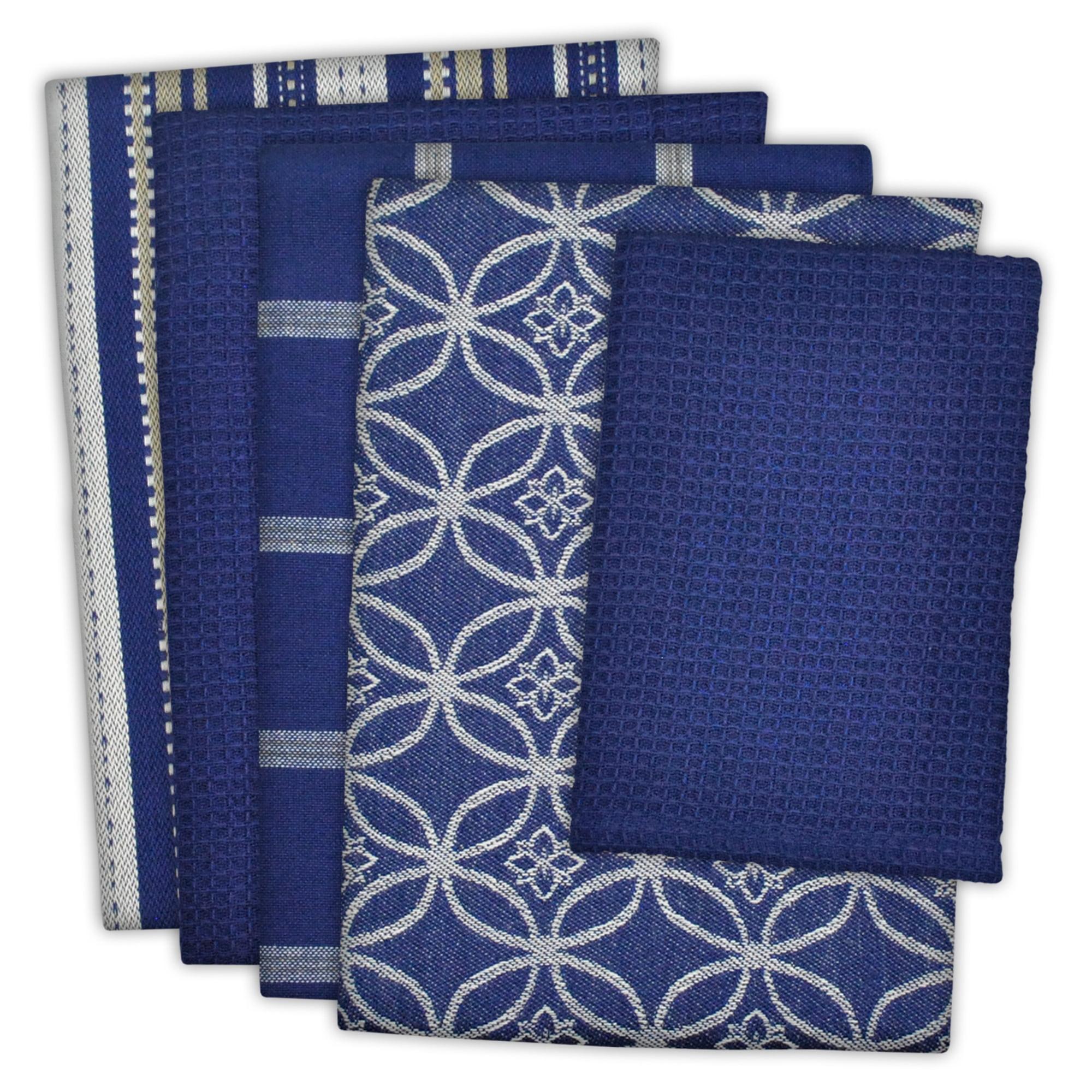 Nautical Blue Geometric Cotton Kitchen Towel Set