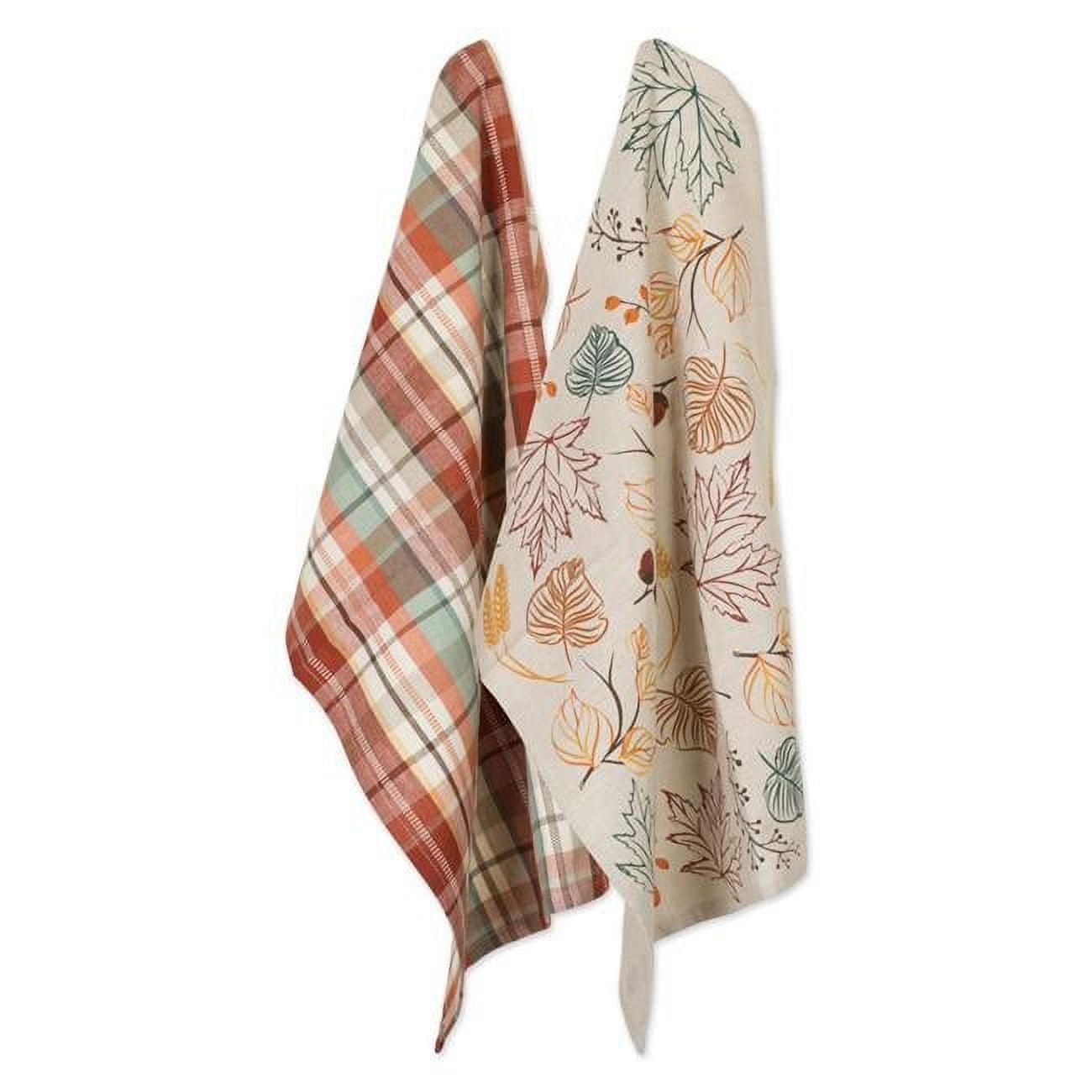 Assorted Color Autumn Leaves Dishtowel Set - Set of 2