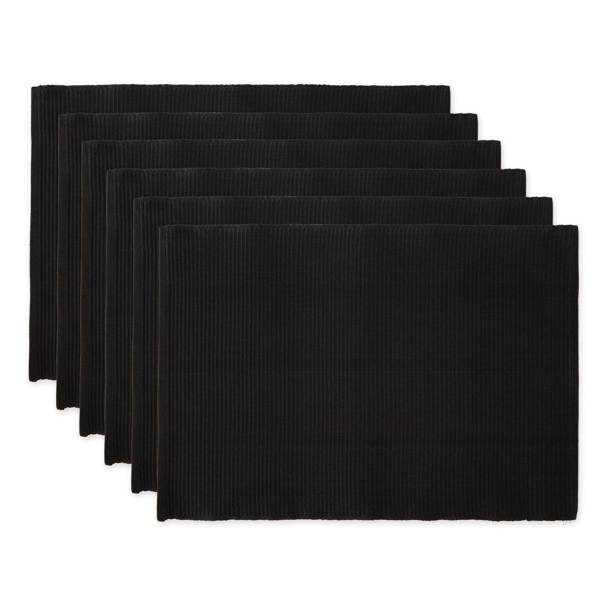 Design Imports Black Ribbed Placemat Set/6