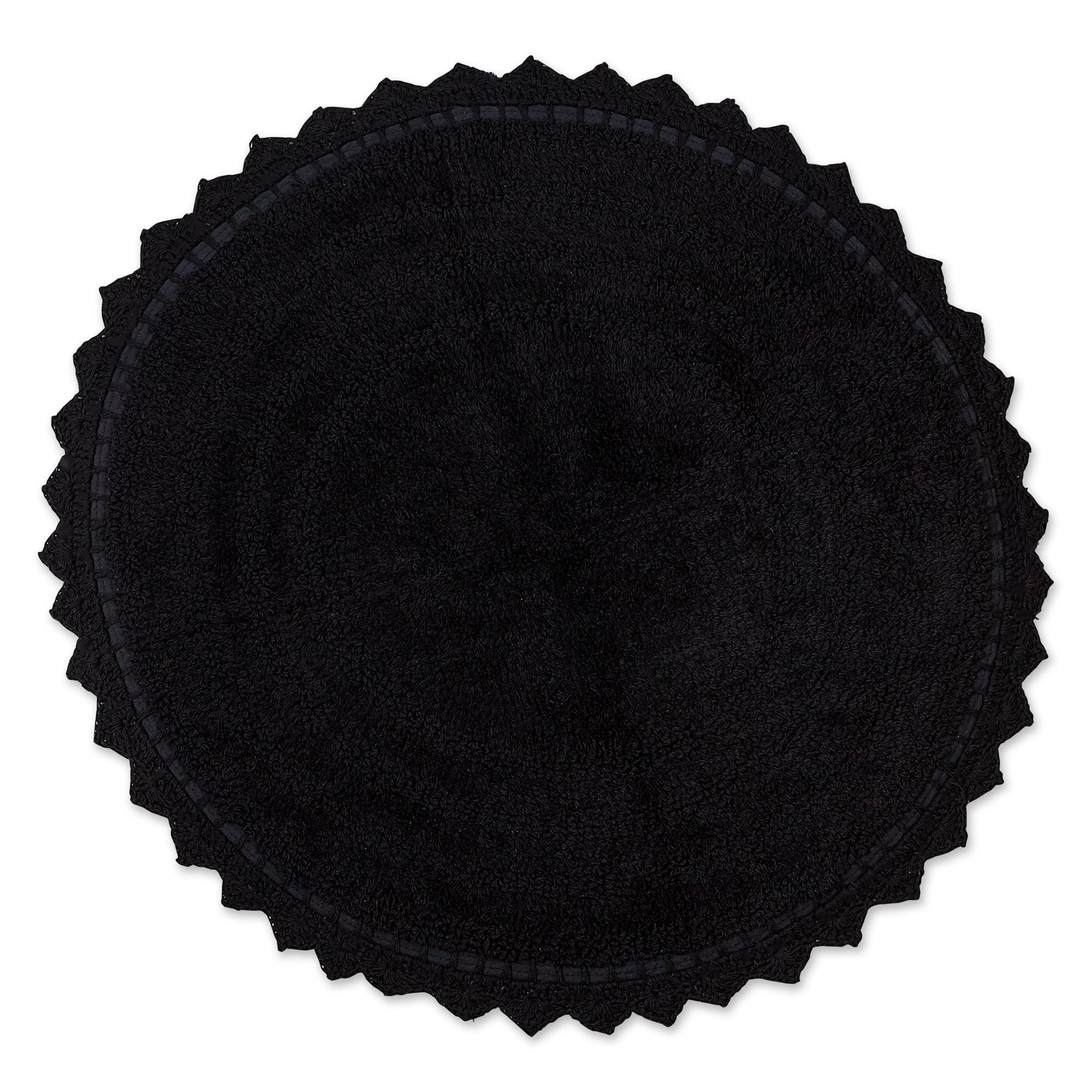 DII Black Crochet 27.5" Round Non-Skid Bath Rug