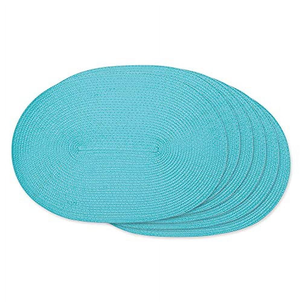 Aqua Oval Woven Polypropylene Placemats, Set of 6