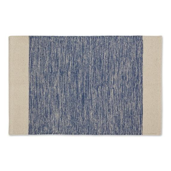 DII French Blue Variegated Border Hand-Loomed Cotton Rug 2x3 Ft