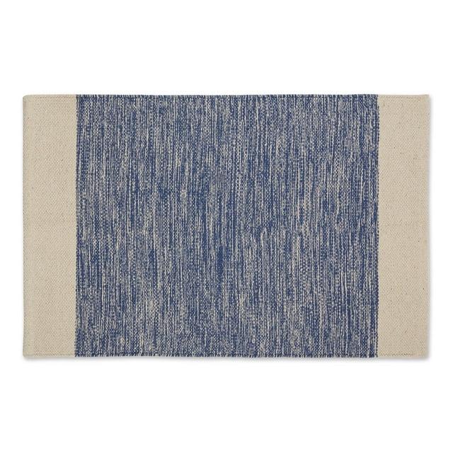 DII French Blue Variegated Border Hand-Loomed Cotton Rug 2x3 Ft