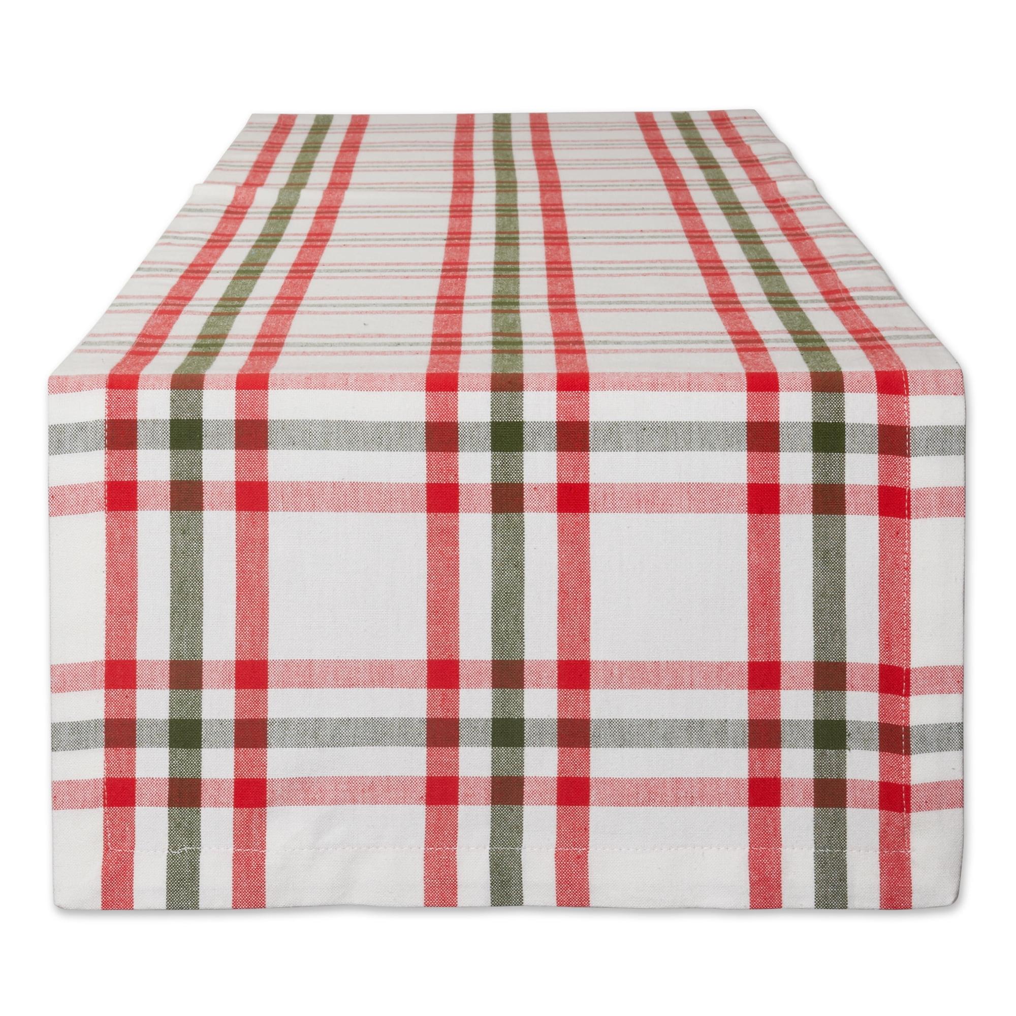 Design Imports  Christmas Nutcracker Plaid Table Runner, Red/Green, 14X108"