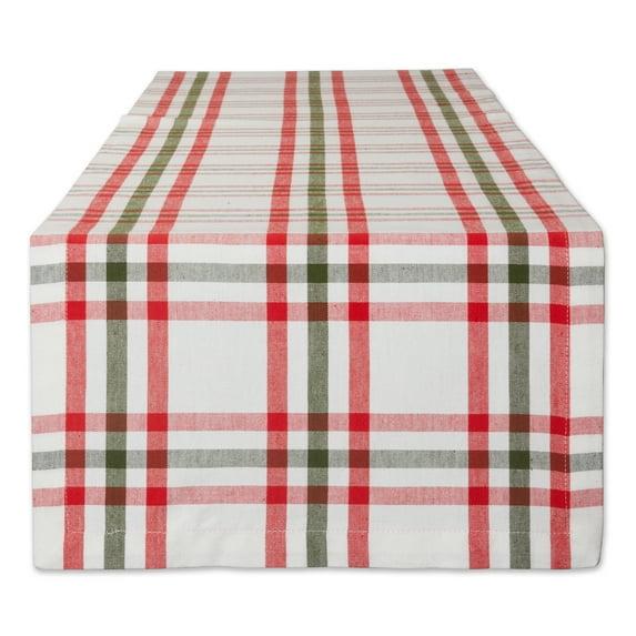 Design Imports  Christmas Nutcracker Plaid Table Runner, Red/Green, 14X108"