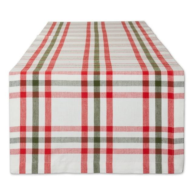 Design Imports  Christmas Nutcracker Plaid Table Runner, Red/Green, 14X108"