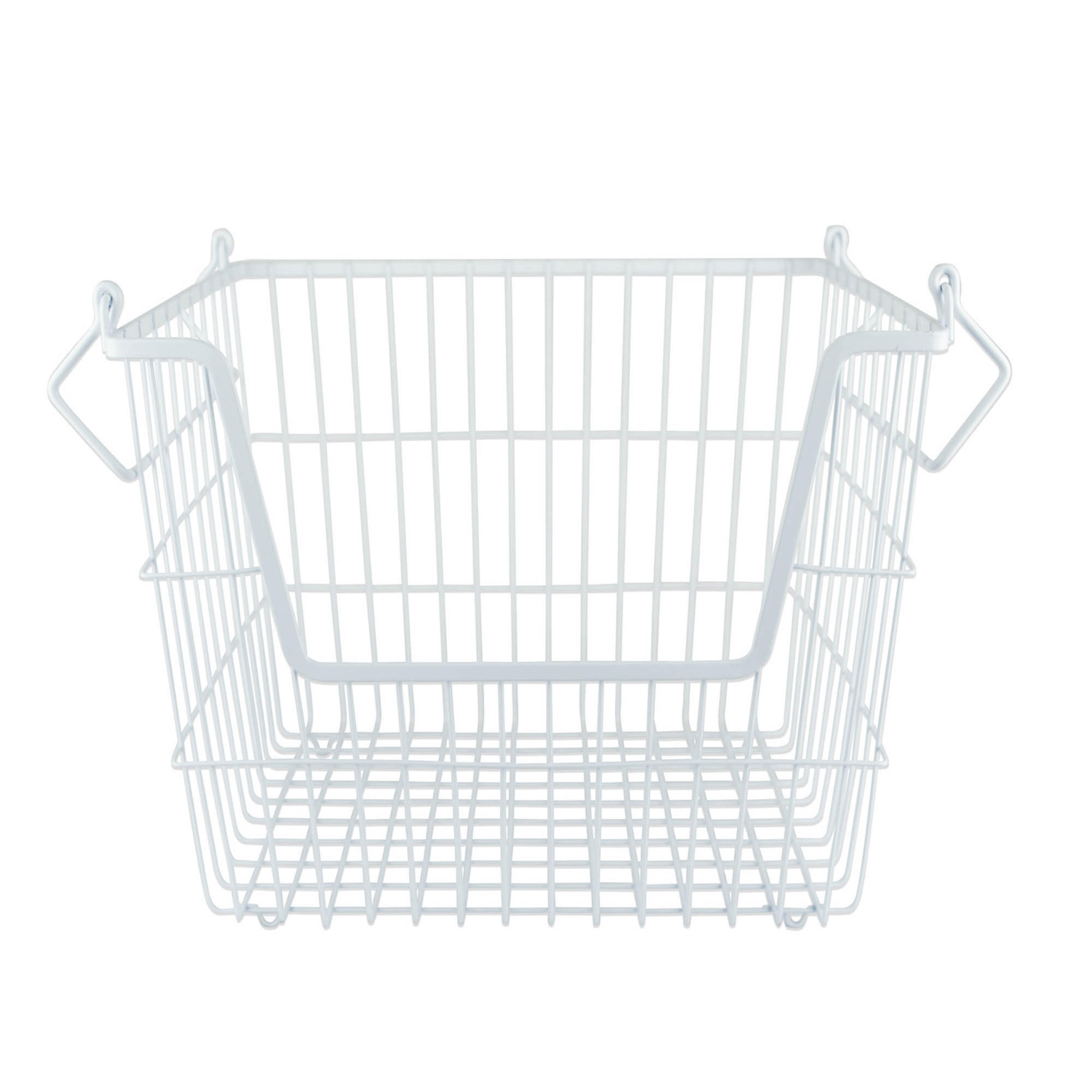 Metal Basket White Rectangle Large 13X10X11