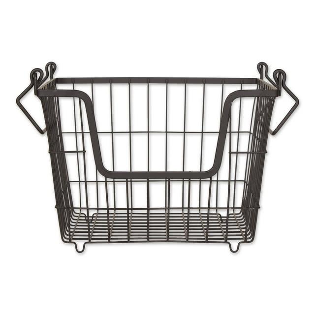 DII Metal Wire Mesh Stackable Utility Storage Bin, Medium, 11x11x8", Black
