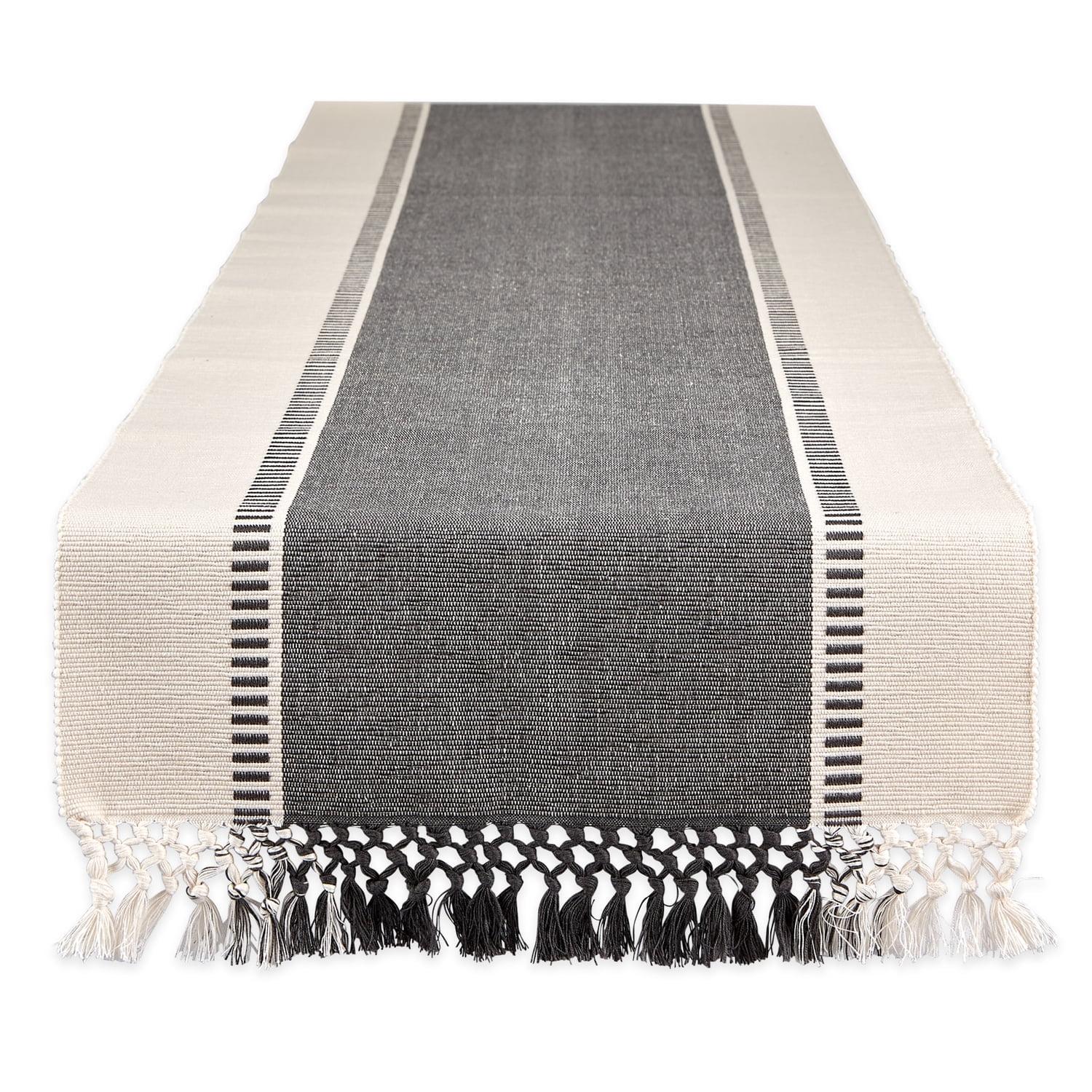 Design Imports  Ribbed Dobby Stripe Table Runner, Mineral Gray, 13X108"