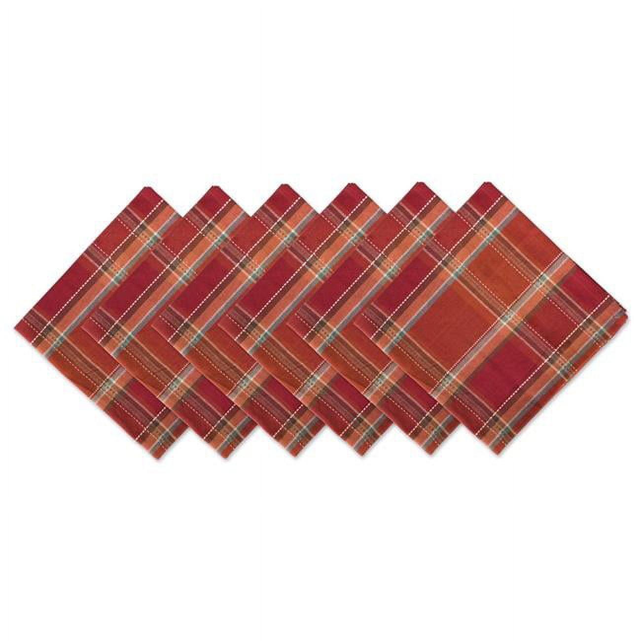 DII Modern Cotton Autumn Spice Plaid Napkin in Red (Set of 6)