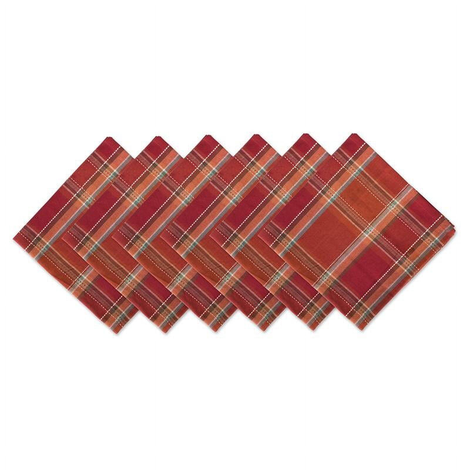 Autumn Spice Plaid Cotton Napkin Set - 20x20, 6 Piece