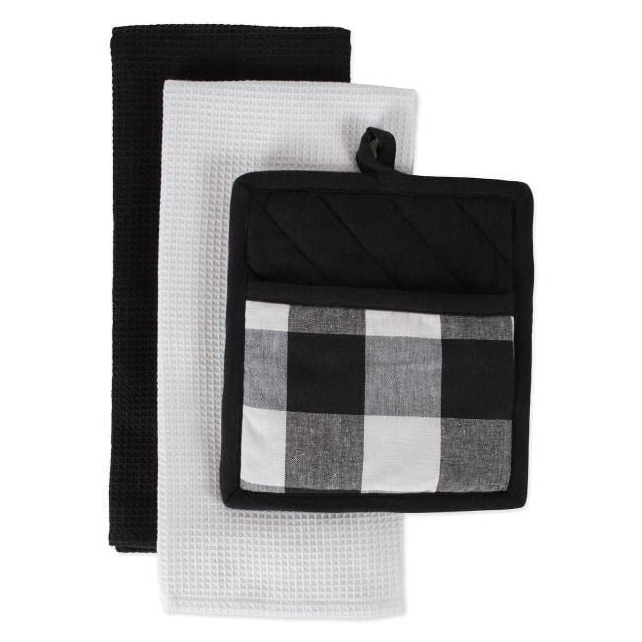 Black and White Cotton Buffalo Check Kitchen Set