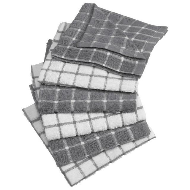 Design Imports Gray Combo Windowpane Dishcloth (Set Of 6)