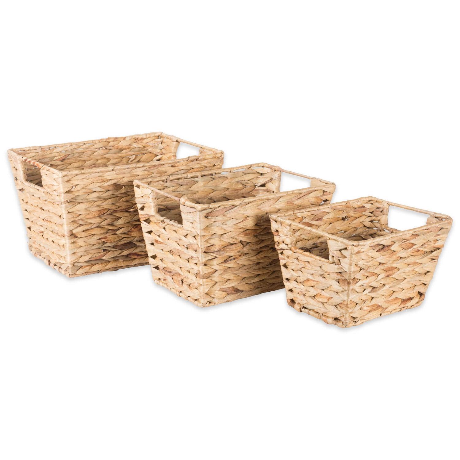 Natural Water Hyacinth Rectangular Storage Baskets Set of 3