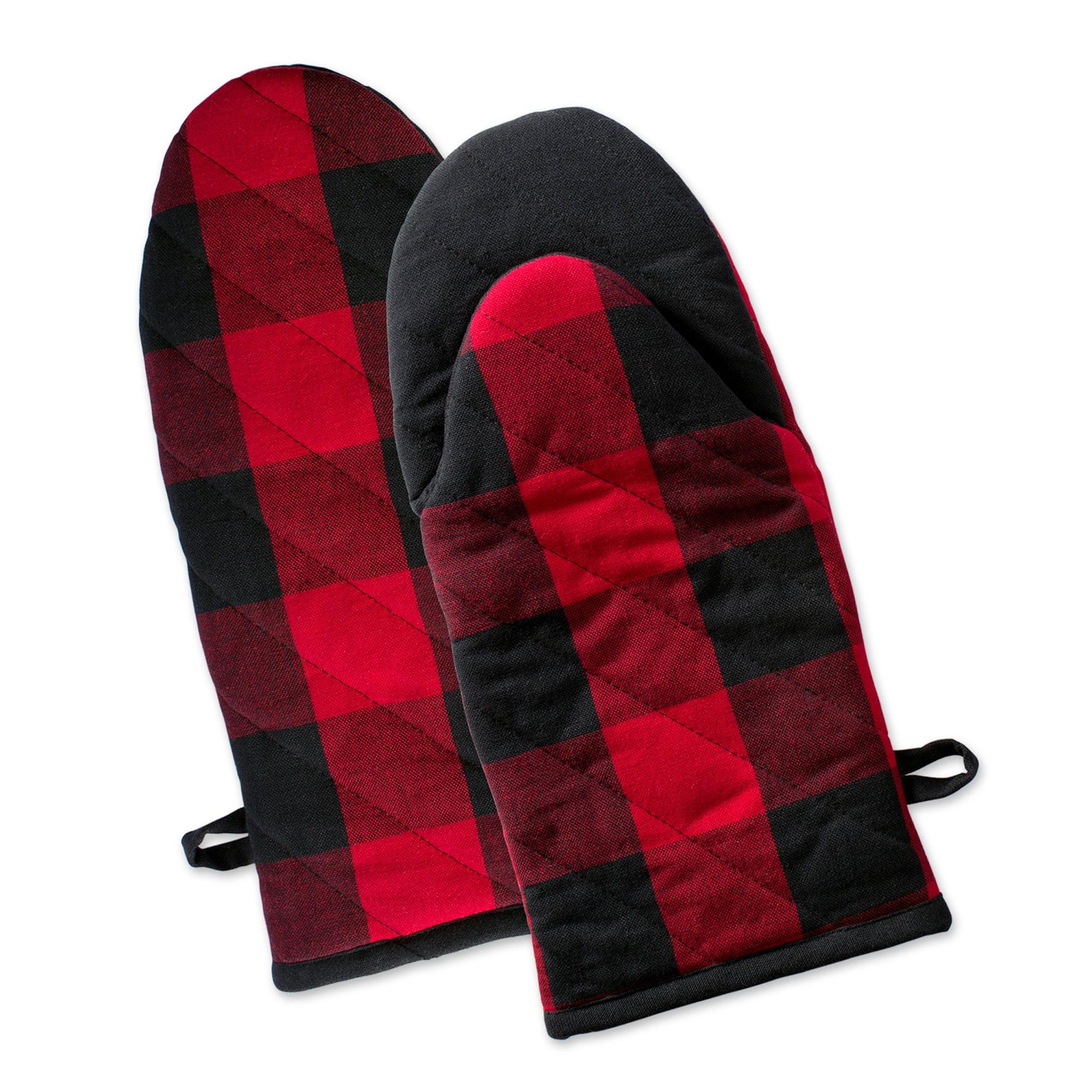 Red and Black Buffalo Check Cotton Oven Mitt Set