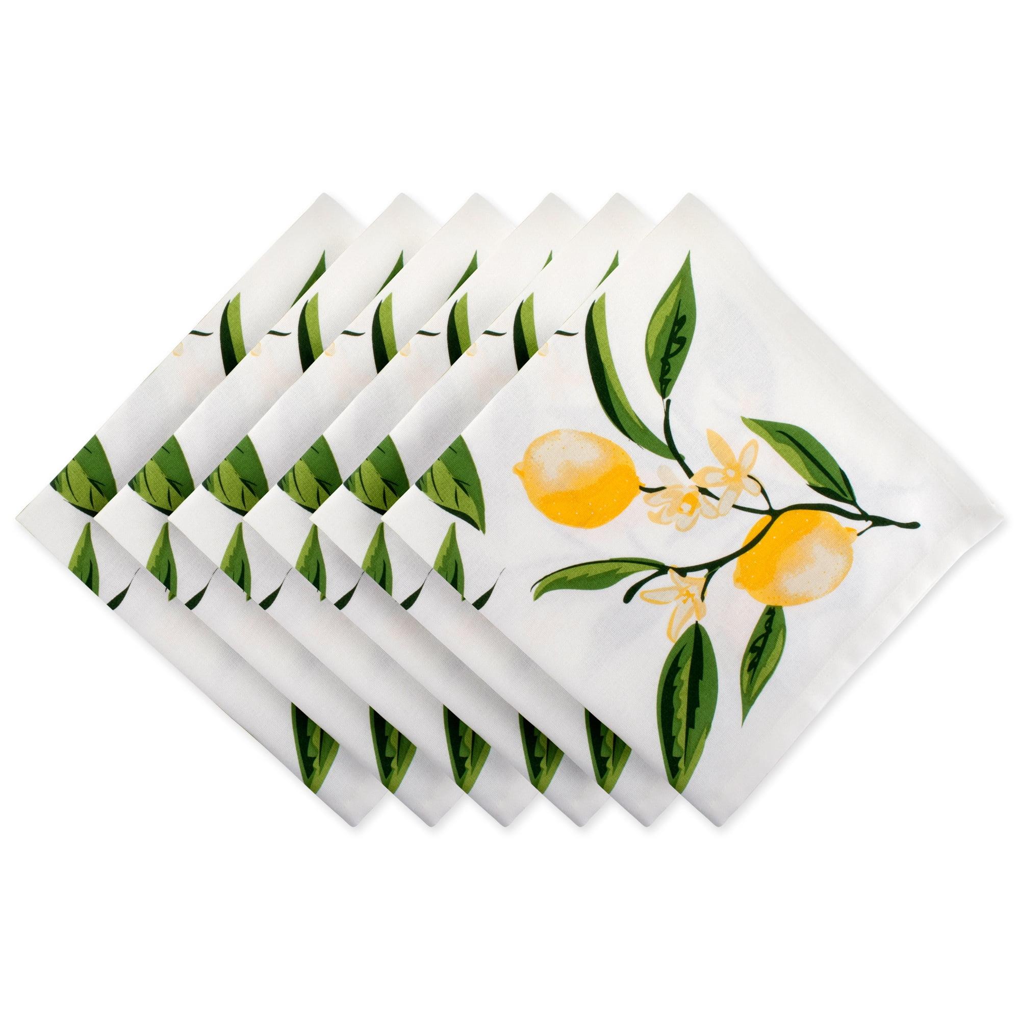DII Lemon Bliss Printed Napkin Set 6 Piece, Yellow/Green, 20x20"