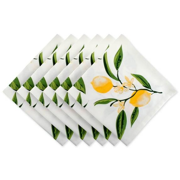 DII Lemon Bliss Printed Napkin Set 6 Piece, Yellow/Green, 20x20"