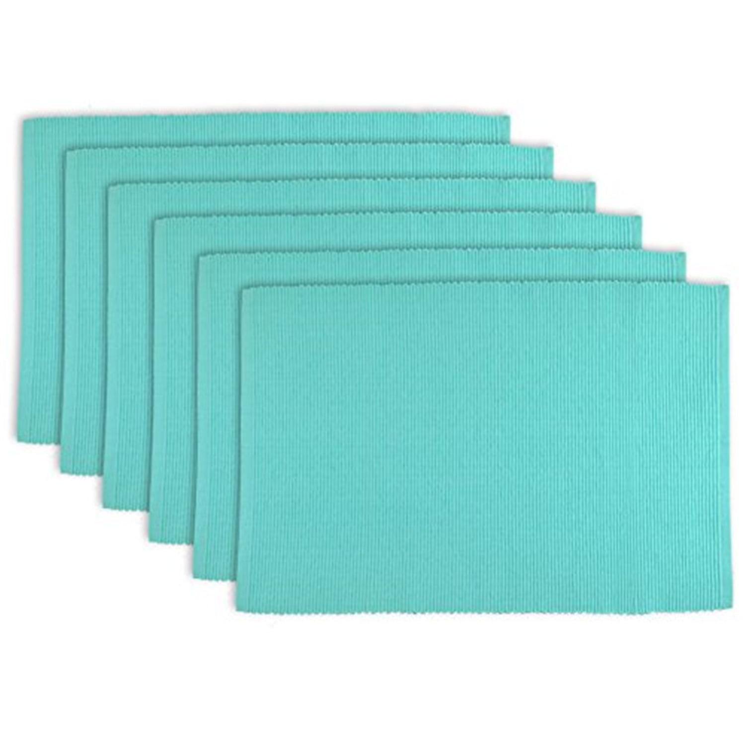 DII Modern Style Cotton Ribbed Placemat in Aqua Blue (Set of 6)