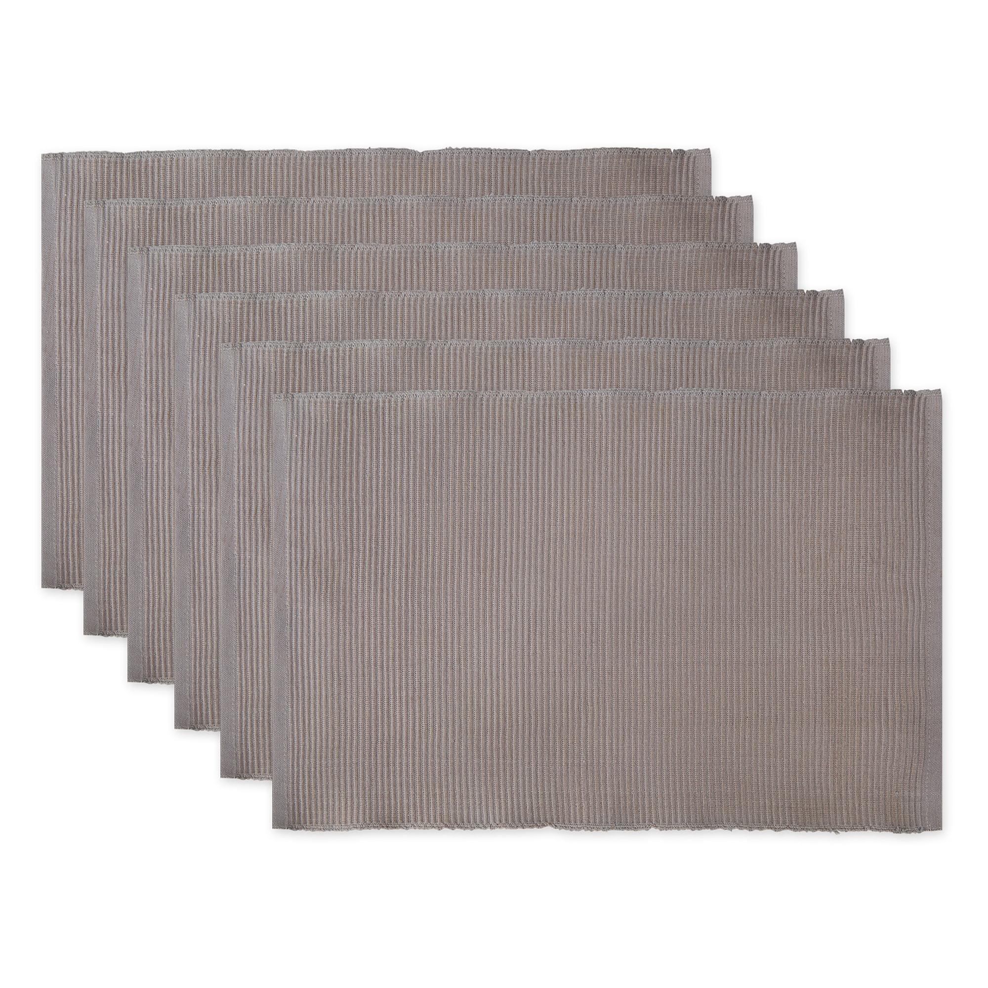 DII Modern Style Cotton Ribbed Placemat in Gray Finish (Set of 6)