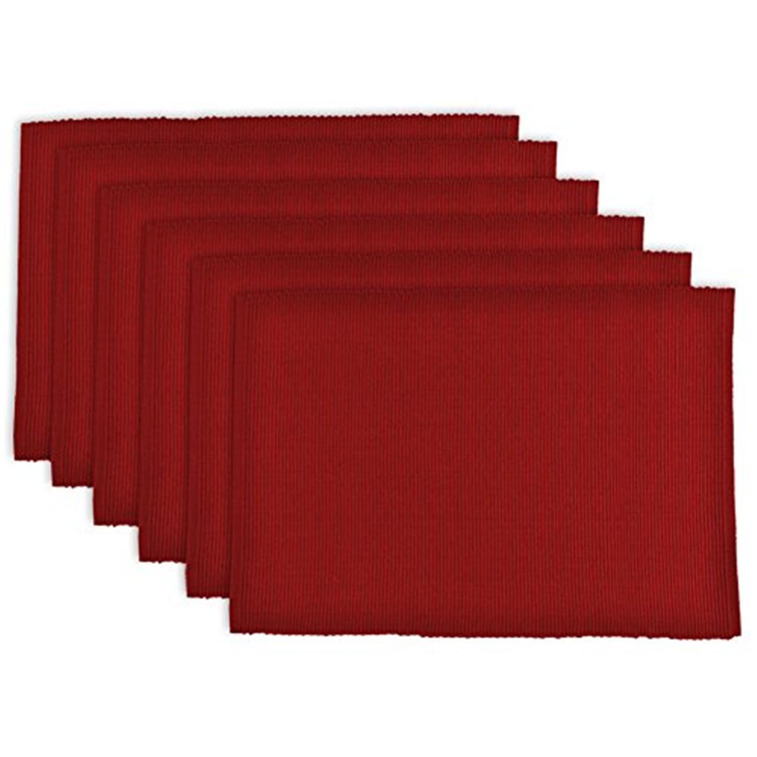 DII Modern Style Cotton Ribbed Placemat in Red Finish (Set of 6)