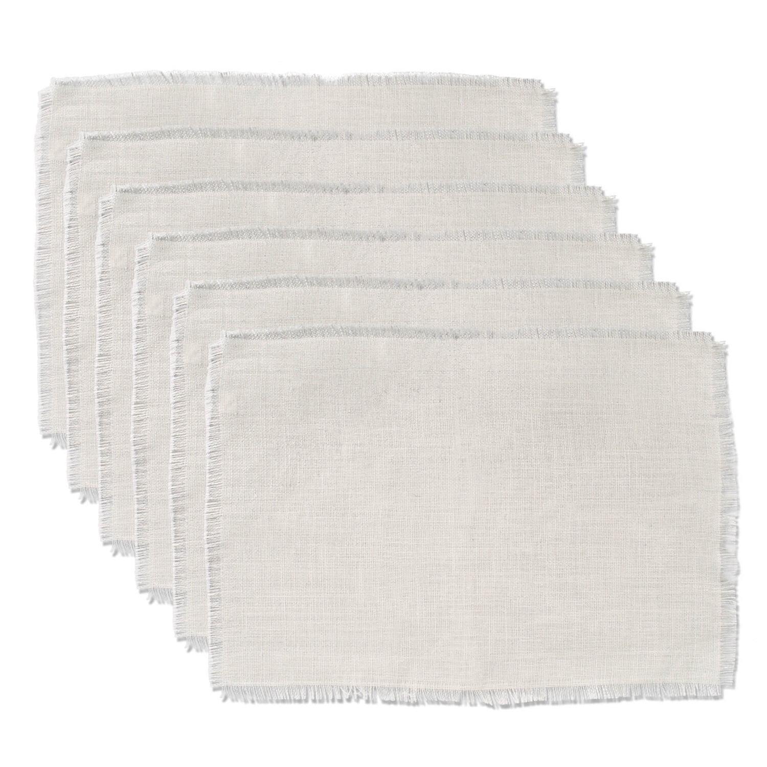 Ivory Jute Fabric Rectangular Placemats, Set of 6