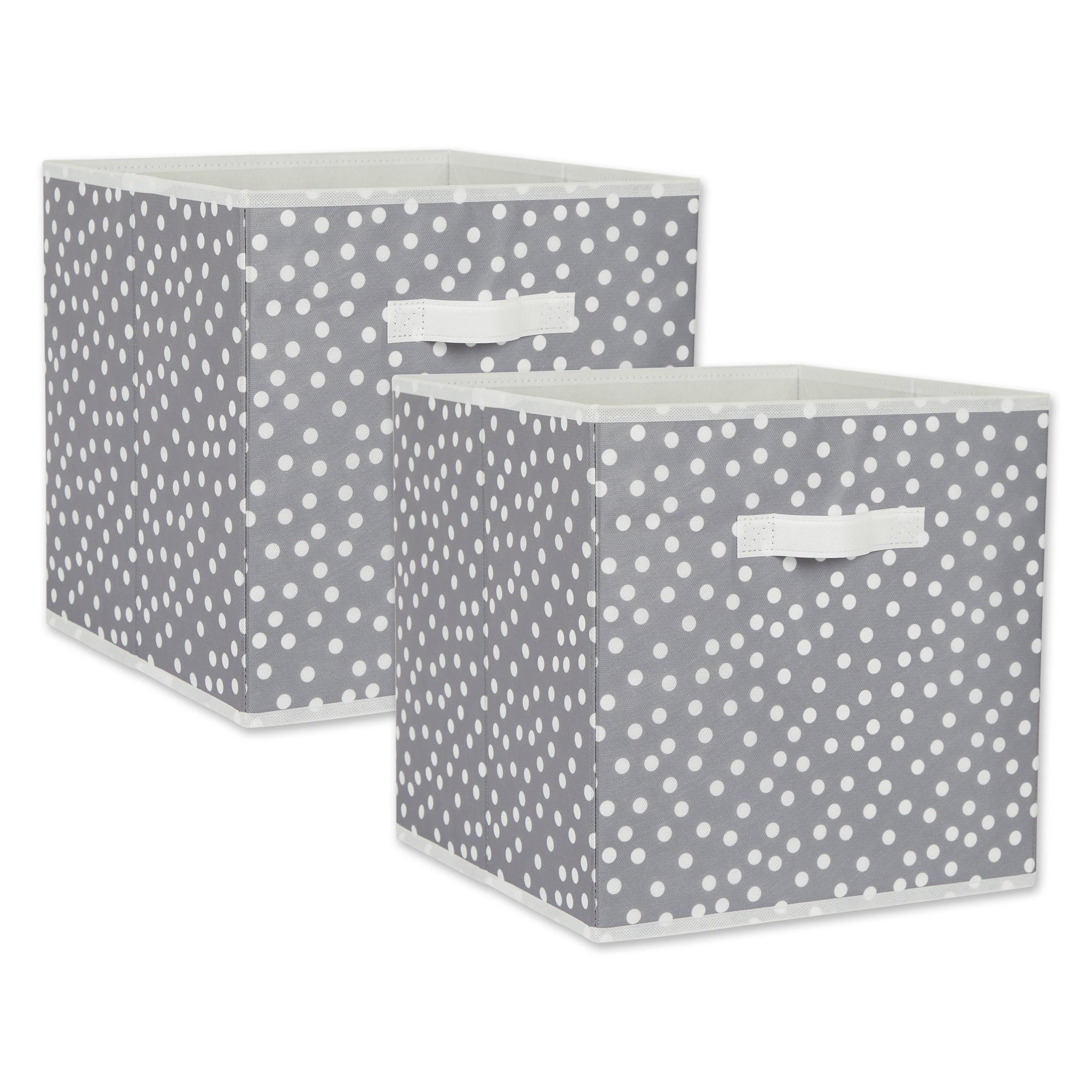 DII Nonwoven Polyester Cube Small Dots Gray and White Square 13x13x13 Set of 2