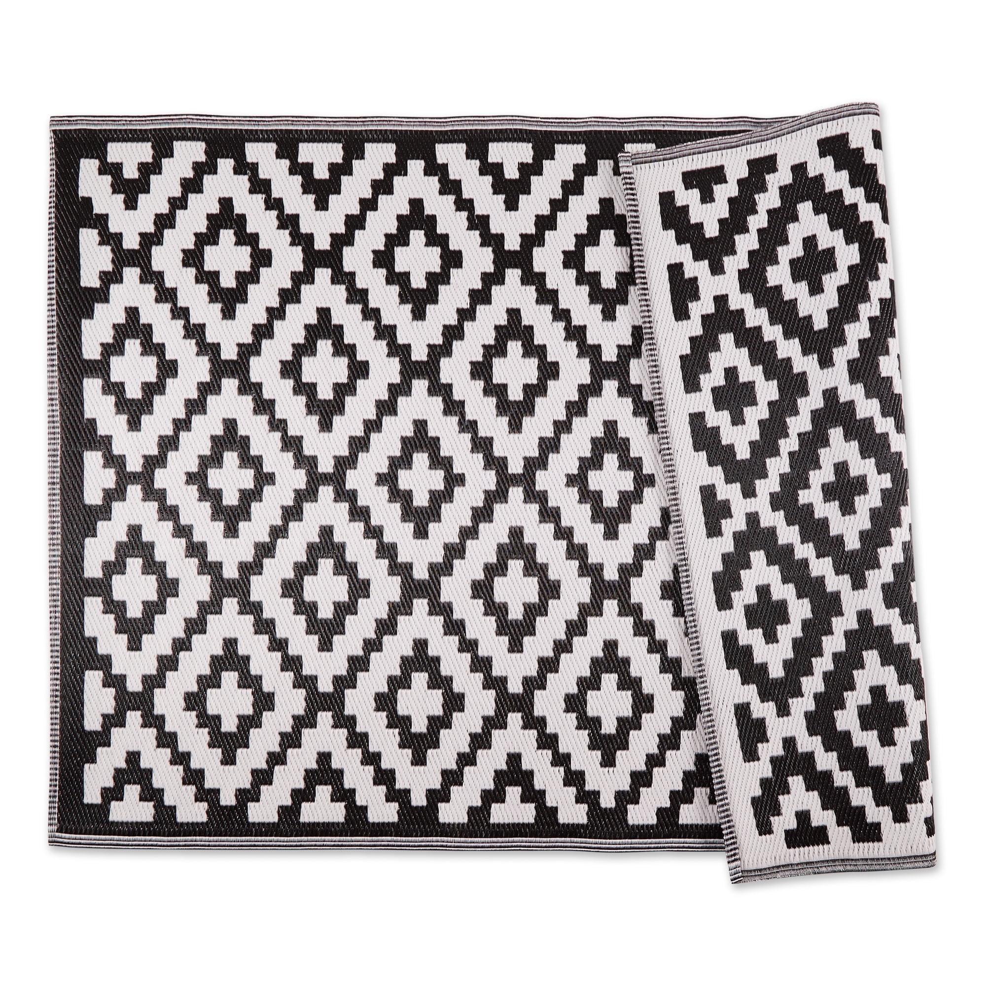 DII Outdoor Rug Collection Mesa Reversible, 4x6 Ft, Black & White