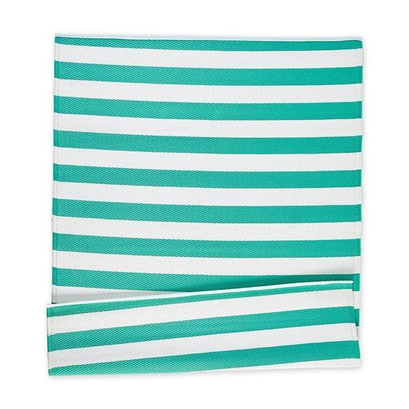 Design Imports Aqua/White Stripe Outdoor Rug 4X6 Ft