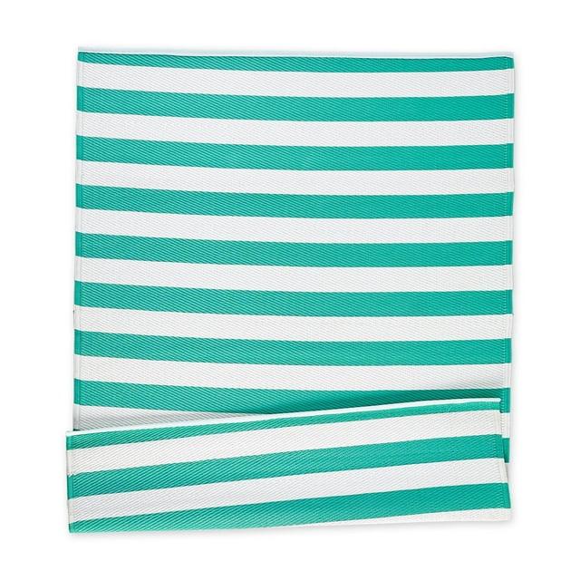 Design Imports Aqua/White Stripe Outdoor Rug 4X6 Ft