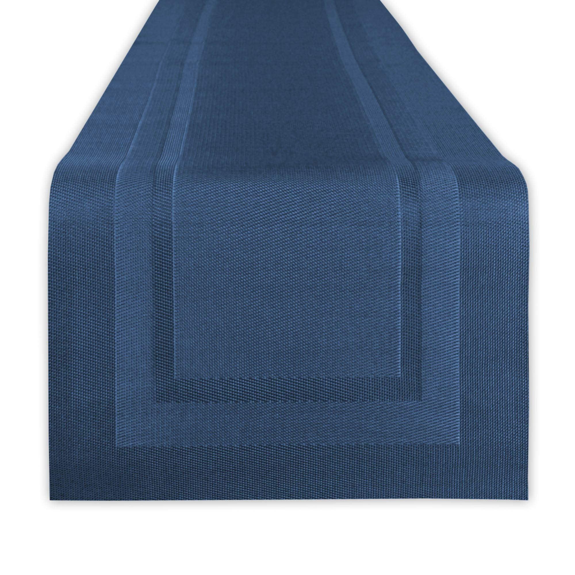 DII 14x72" Modern PVC Polyester Doubleframe Table Runner in Nautical Blue