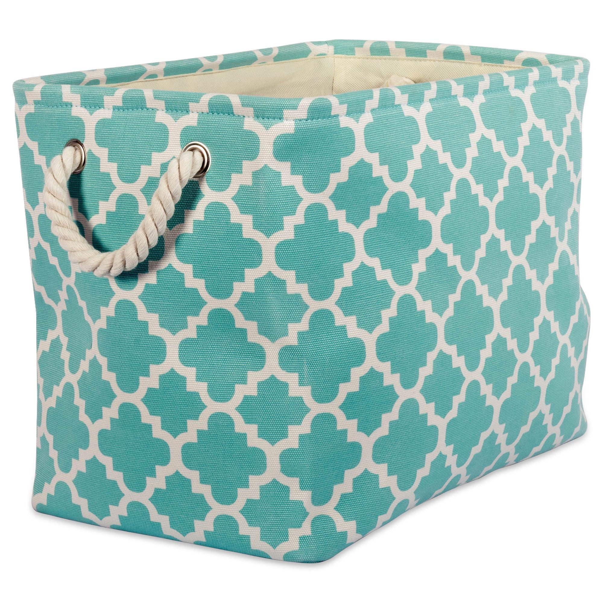 DII Polyester Container with Handles, Lattice Storage Bin, Medium, Aqua