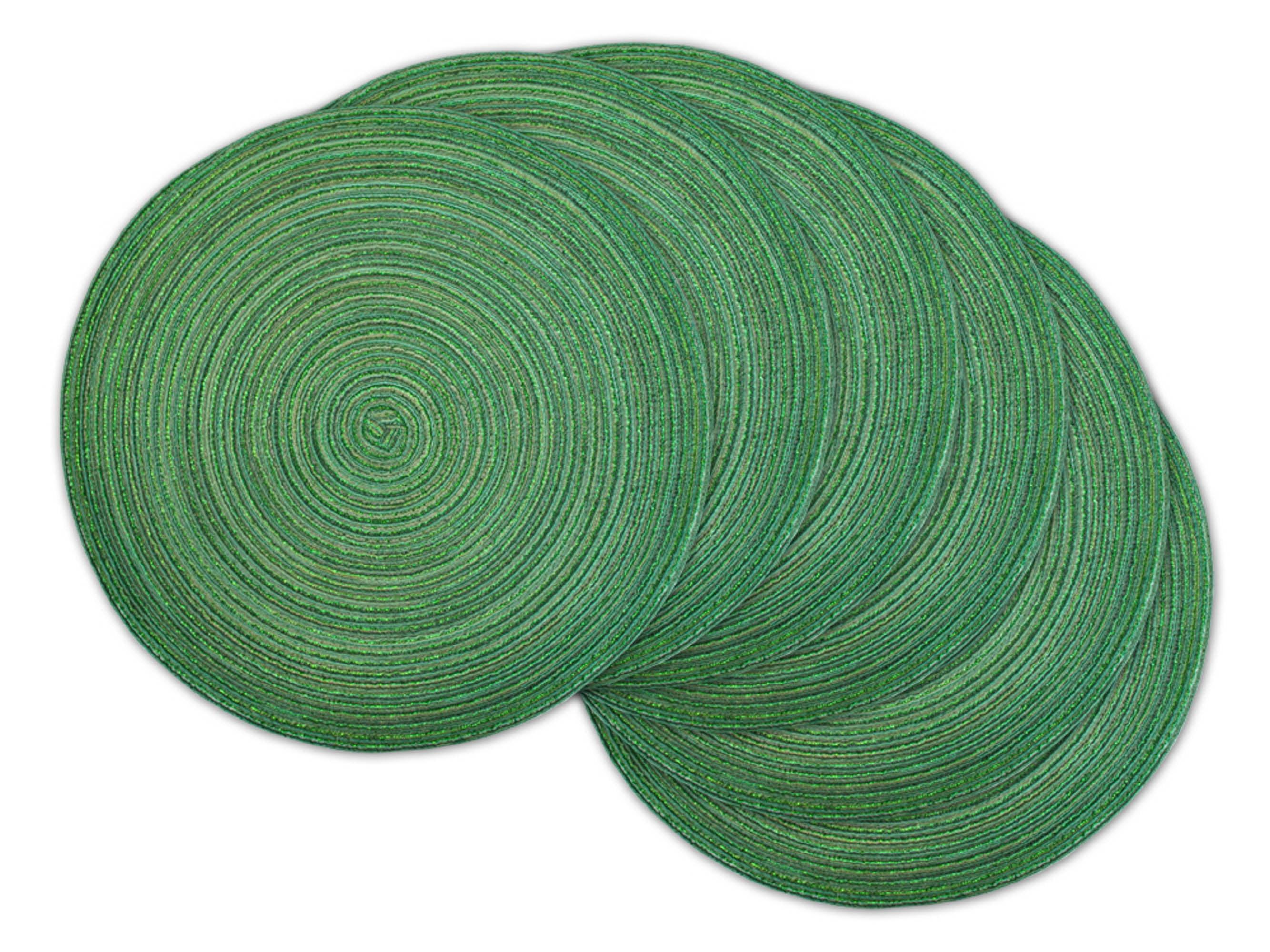 DII Metallic Woven Round Placemat, Green, 15" Diameter