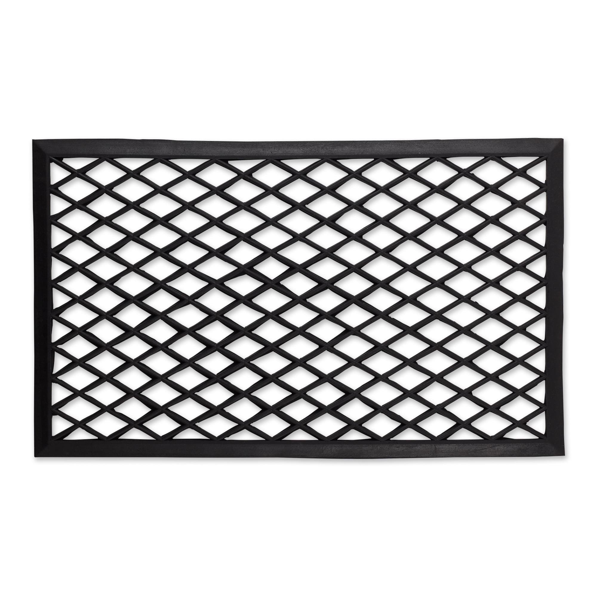 Diamond Lattice 18" x 30" Black Rubber Outdoor Doormat