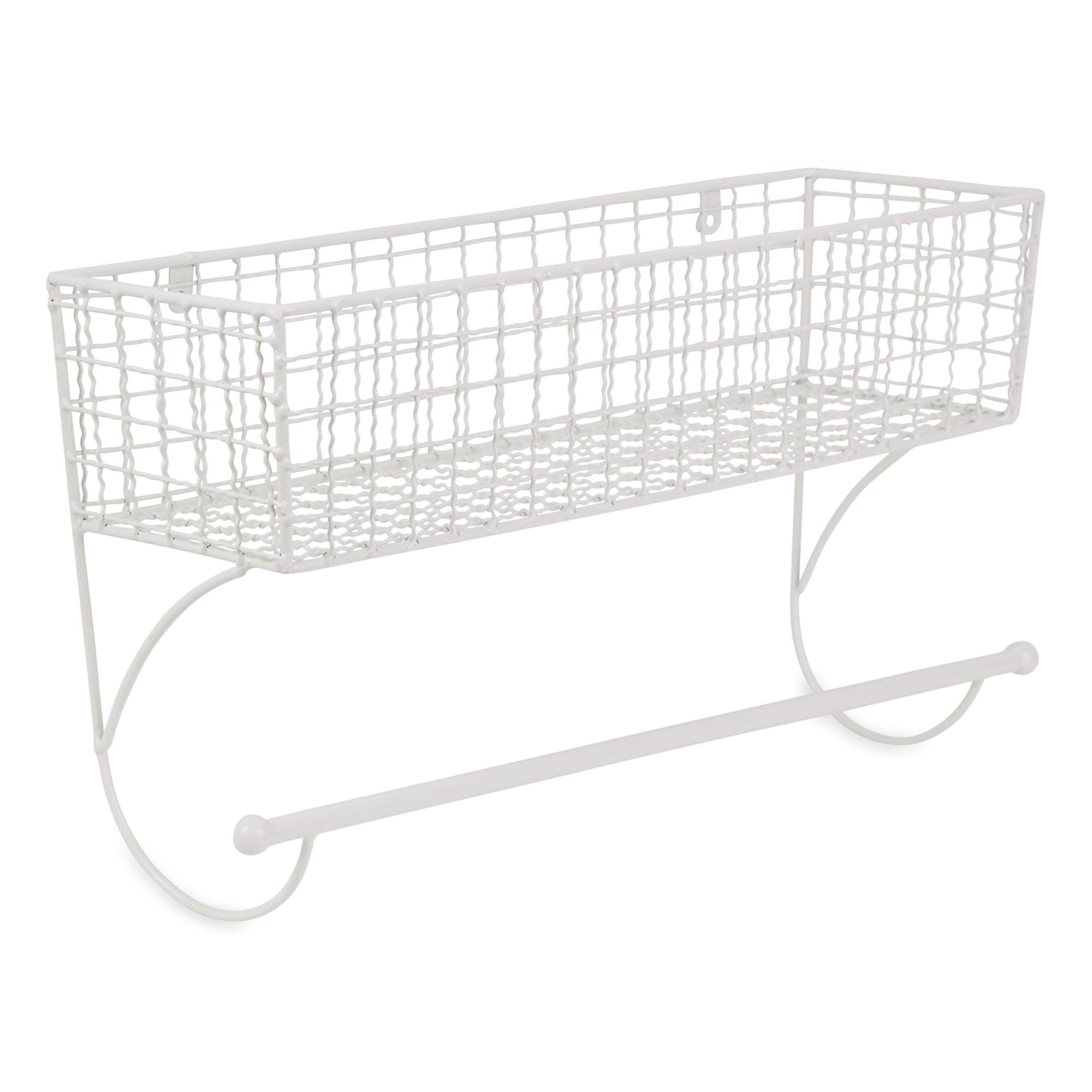 DII Rustic Farmhouse Bathroom Decor, Metal Storage, Large Towel Bar, Antique White