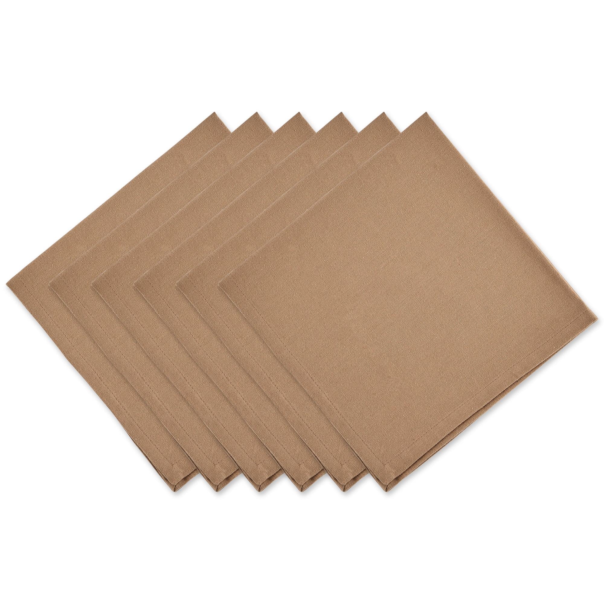 Design Imports  Solid Cotton Napkin Set 6 Piece, Stone, 20X20"