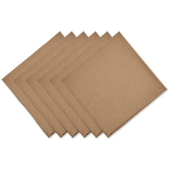 Design Imports  Solid Cotton Napkin Set 6 Piece, Stone, 20X20"